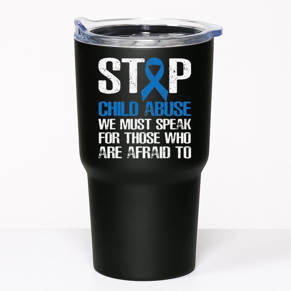 Child Abuse Prevention Awareness Month Blue Ribbon Butterfly Tumbler