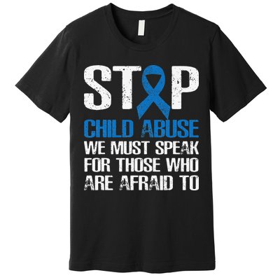 Child Abuse Prevention Awareness Month Blue Ribbon Butterfly Premium T-Shirt