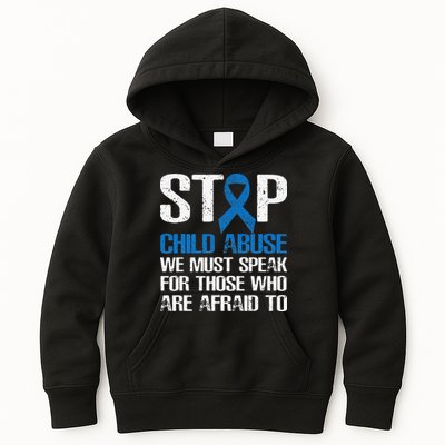 Child Abuse Prevention Awareness Month Blue Ribbon Butterfly Kids Hoodie