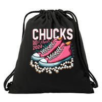 Chucks And Pearls 2024 Kamala Harris Election Day 2024 Drawstring Bag