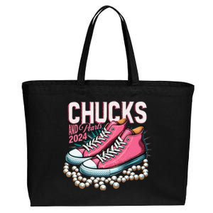 Chucks And Pearls 2024 Kamala Harris Election Day 2024 Cotton Canvas Jumbo Tote