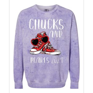 Chucks And Pearls Im With Her Kamala 2024 Colorblast Crewneck Sweatshirt