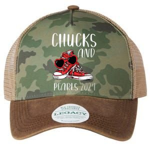 Chucks And Pearls Im With Her Kamala 2024 Legacy Tie Dye Trucker Hat