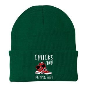 Chucks And Pearls Im With Her Kamala 2024 Knit Cap Winter Beanie