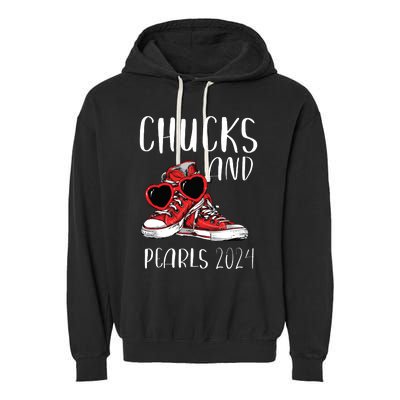 Chucks And Pearls Im With Her Kamala 2024 Garment-Dyed Fleece Hoodie