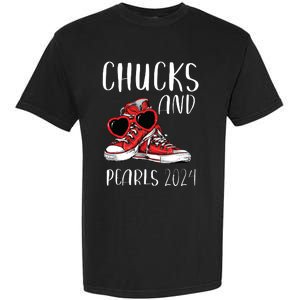 Chucks And Pearls Im With Her Kamala 2024 Garment-Dyed Heavyweight T-Shirt