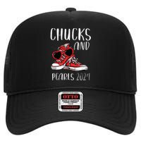 Chucks And Pearls Im With Her Kamala 2024 High Crown Mesh Back Trucker Hat