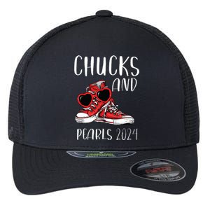 Chucks And Pearls Im With Her Kamala 2024 Flexfit Unipanel Trucker Cap