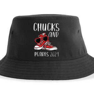 Chucks And Pearls Im With Her Kamala 2024 Sustainable Bucket Hat