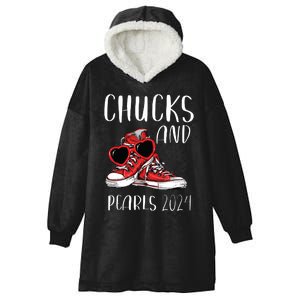 Chucks And Pearls Im With Her Kamala 2024 Hooded Wearable Blanket