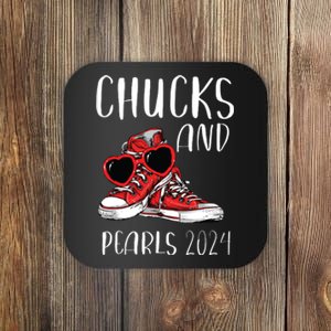 Chucks And Pearls Im With Her Kamala 2024 Coaster