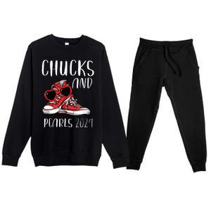 Chucks And Pearls Im With Her Kamala 2024 Premium Crewneck Sweatsuit Set