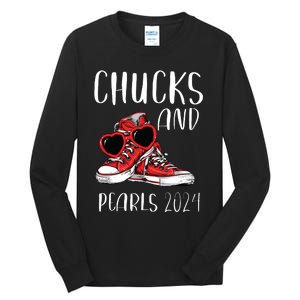 Chucks And Pearls Im With Her Kamala 2024 Tall Long Sleeve T-Shirt