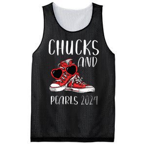 Chucks And Pearls Im With Her Kamala 2024 Mesh Reversible Basketball Jersey Tank