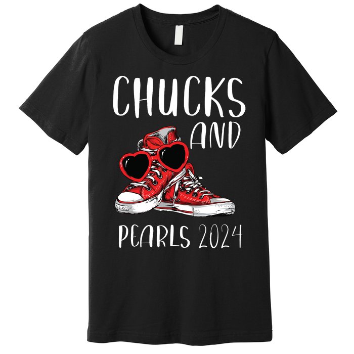 Chucks And Pearls Im With Her Kamala 2024 Premium T-Shirt