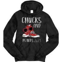 Chucks And Pearls Im With Her Kamala 2024 Tie Dye Hoodie