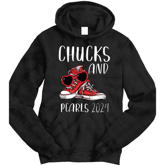 Chucks And Pearls Im With Her Kamala 2024 Tie Dye Hoodie