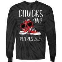 Chucks And Pearls Im With Her Kamala 2024 Tie-Dye Long Sleeve Shirt