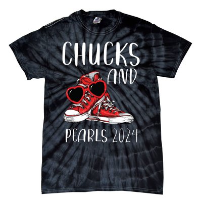 Chucks And Pearls Im With Her Kamala 2024 Tie-Dye T-Shirt