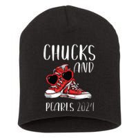 Chucks And Pearls Im With Her Kamala 2024 Short Acrylic Beanie