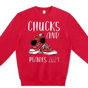 Chucks And Pearls Im With Her Kamala 2024 Premium Crewneck Sweatshirt