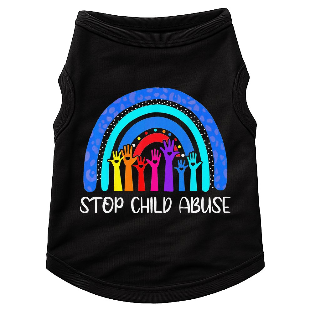 Child Abuse Prevention Awareness Month Blue Ribbon Cat Doggie Tank