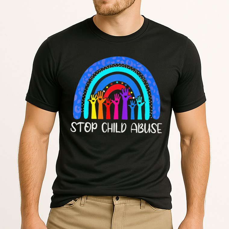 Child Abuse Prevention Awareness Month Blue Ribbon Cat Cooling Performance Crew T-Shirt
