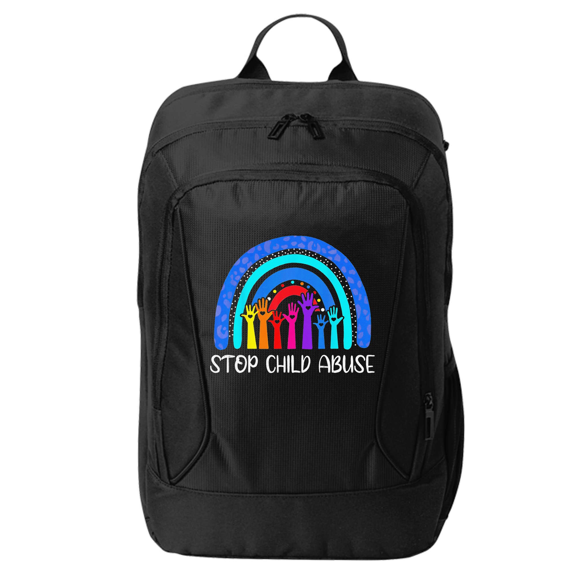 Child Abuse Prevention Awareness Month Blue Ribbon Cat City Backpack
