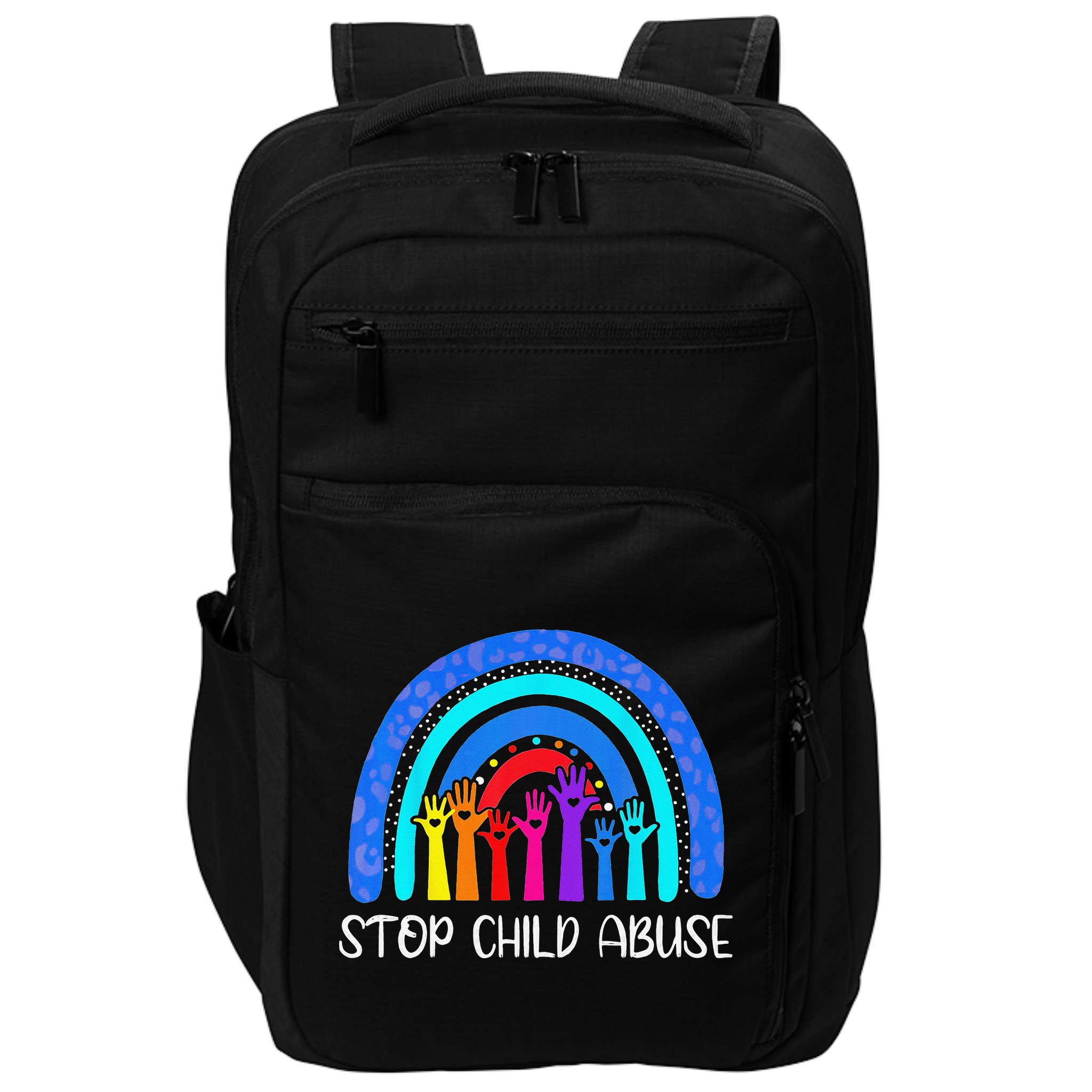 Child Abuse Prevention Awareness Month Blue Ribbon Cat Impact Tech Backpack