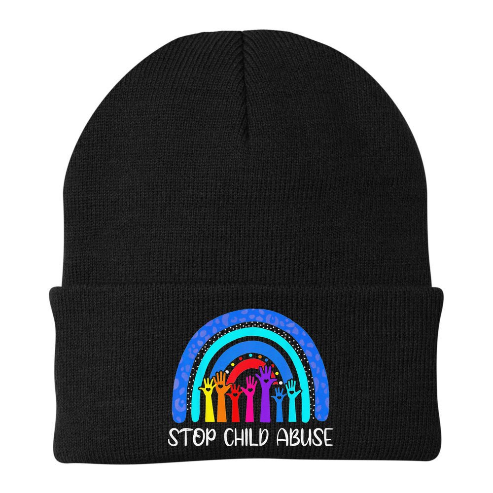 Child Abuse Prevention Awareness Month Blue Ribbon Cat Beanie