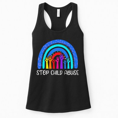 Child Abuse Prevention Awareness Month Blue Ribbon Cat Womens Tank Top