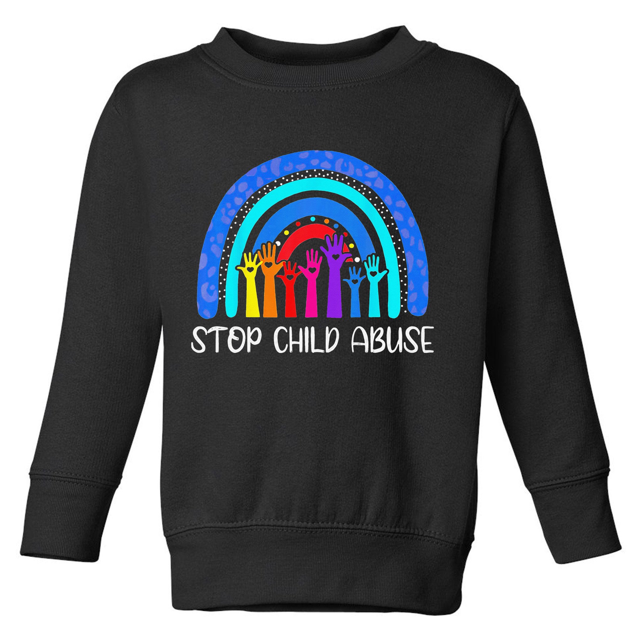 Child Abuse Prevention Awareness Month Blue Ribbon Cat Toddler Sweatshirt
