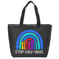 Child Abuse Prevention Awareness Month Blue Ribbon Cat Zip Tote Bag