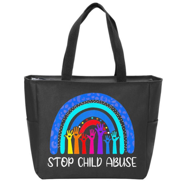 Child Abuse Prevention Awareness Month Blue Ribbon Cat Zip Tote Bag