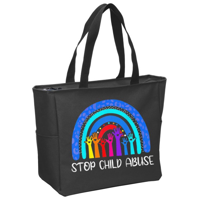 Child Abuse Prevention Awareness Month Blue Ribbon Cat Zip Tote Bag