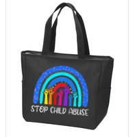 Child Abuse Prevention Awareness Month Blue Ribbon Cat Zip Tote Bag