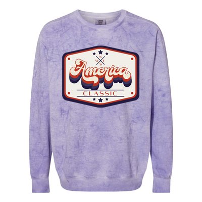 Classic American Patriotic Colorblast Crewneck Sweatshirt