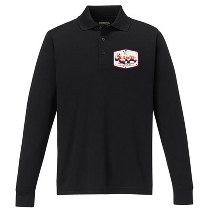 Classic American Patriotic Performance Long Sleeve Polo