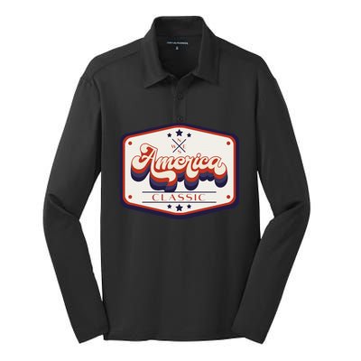 Classic American Patriotic Silk Touch Performance Long Sleeve Polo