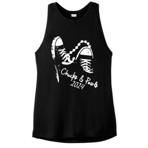 Chucks And Pearls Kamala Harris 2024 Support Gift Teachers Ladies PosiCharge Tri-Blend Wicking Tank