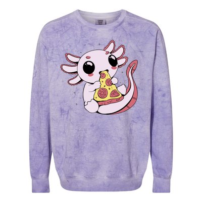 Cute Axolotl Pizza Lover Colorblast Crewneck Sweatshirt