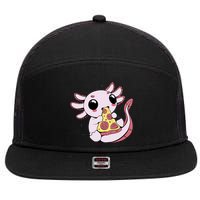 Cute Axolotl Pizza Lover 7 Panel Mesh Trucker Snapback Hat