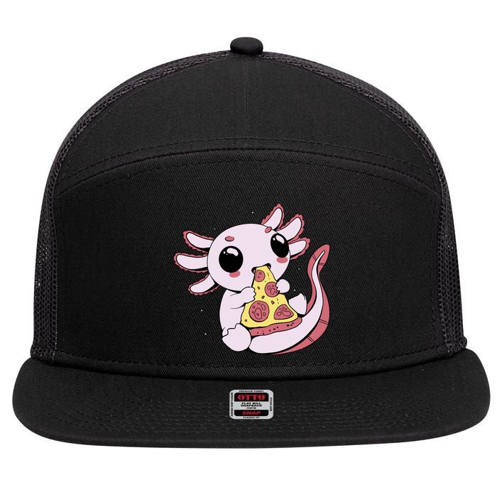 Cute Axolotl Pizza Lover 7 Panel Mesh Trucker Snapback Hat