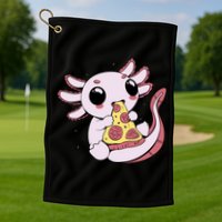 Cute Axolotl Pizza Lover Golf Towel