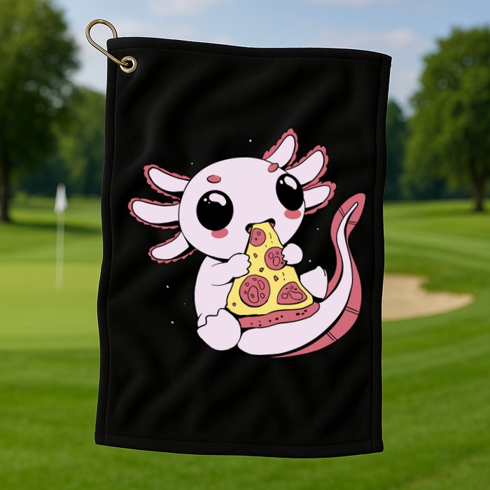 Cute Axolotl Pizza Lover Golf Towel