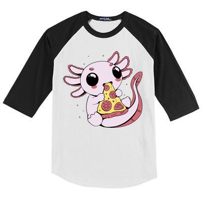 Cute Axolotl Pizza Lover Kids Colorblock Raglan Jersey