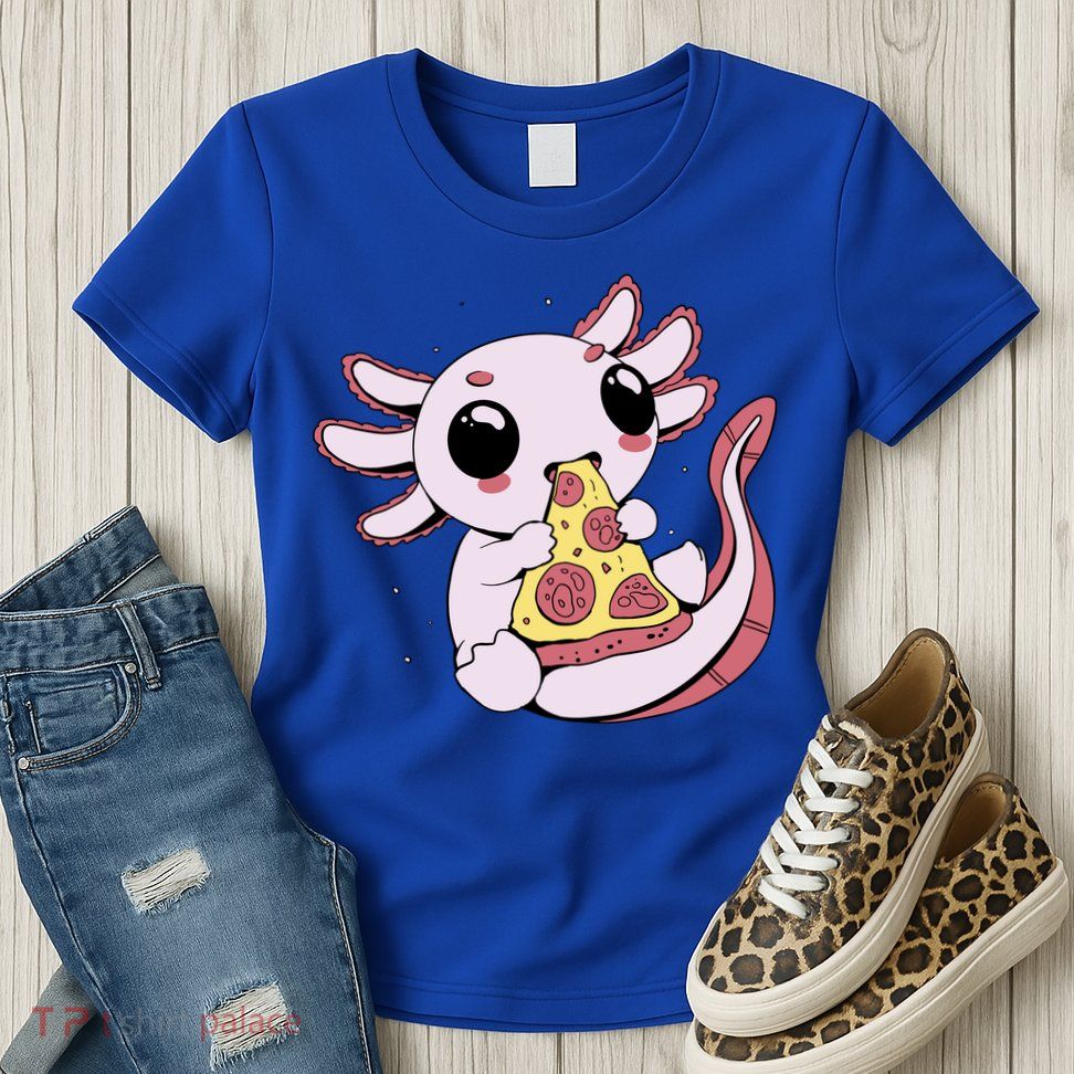 Cute Axolotl Pizza Lover Womens T-Shirt
