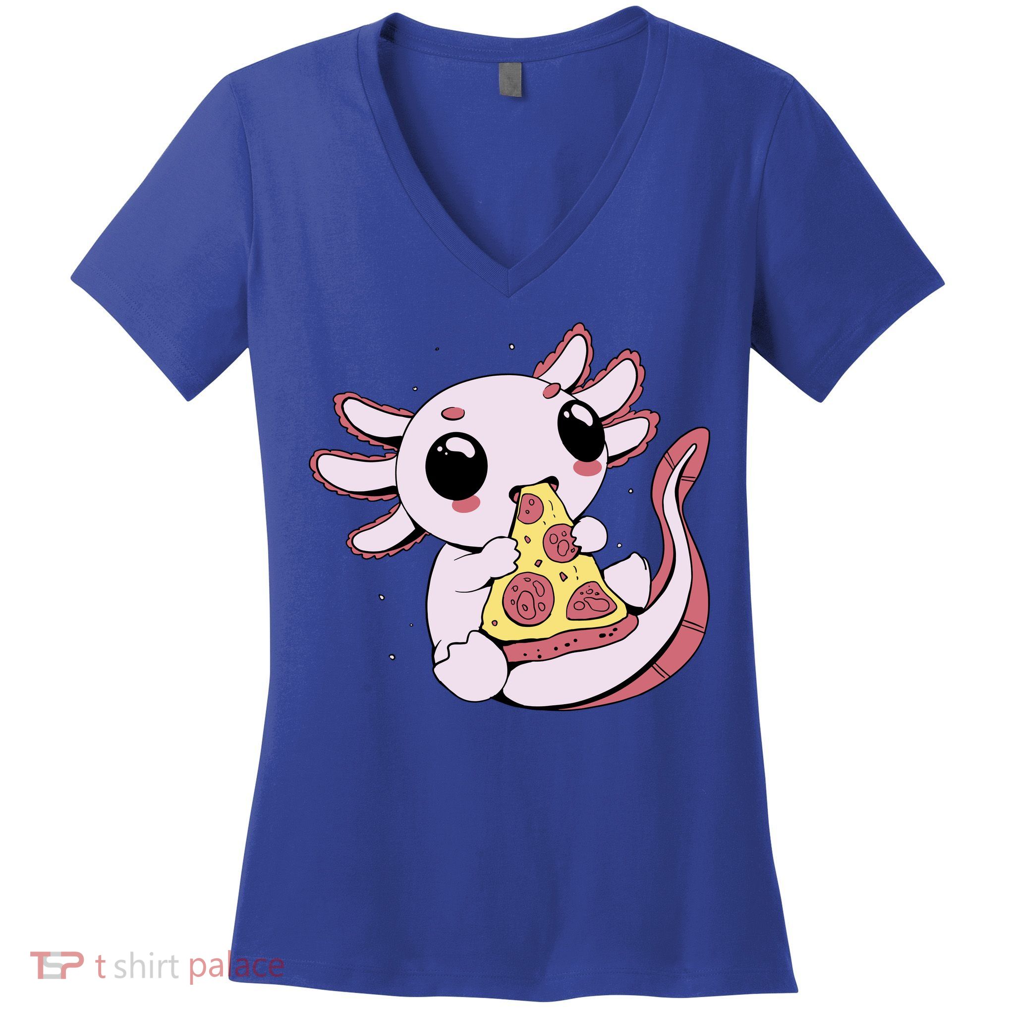 Cute Axolotl Pizza Lover Women's V-Neck T-Shirt
