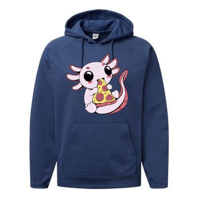 Cute Axolotl Pizza Lover Performance Fleece Hoodie