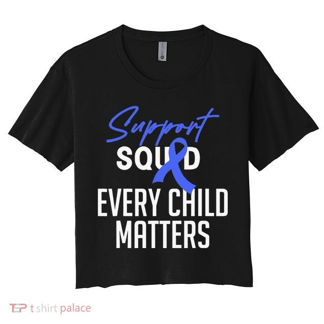 Child Abuse Prevention Awareness Month Blue Ribbon Trex Crop Top
